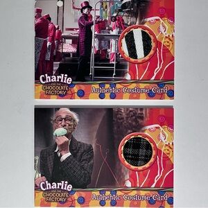 2 COSTUME CARDS / Charlie and the Chocolate Factory / GRANDPA JOE & Worker Apron
